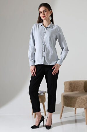 Şamre Kumaş Slim Fit Klasik Kadın Gömlek