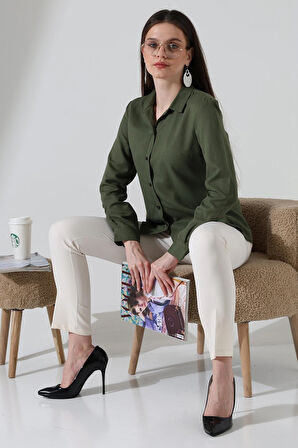 Şamre Kumaş Slim Fit Klasik Kadın Gömlek