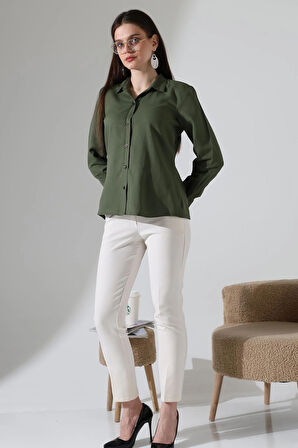 Şamre Kumaş Slim Fit Klasik Kadın Gömlek