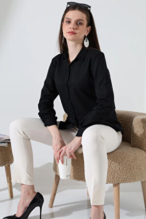 Şamre Kumaş Slim Fit Klasik Kadın Gömlek