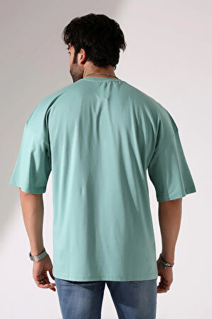 Oversize Bisiklet Yaka Cep Detaylı Salaş T-Shirt