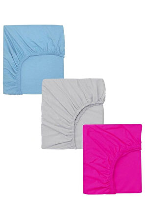 3 Adet 70 x 120 x 20 cm Anne Yanı Lastikli Penye Kumaş Bebek Çarşafı