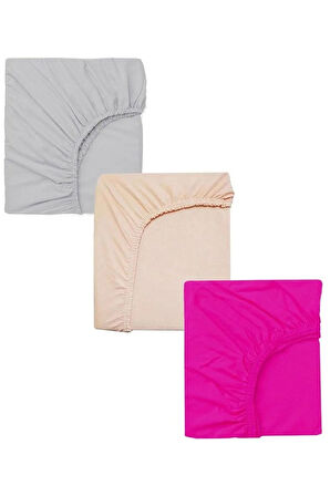 3 Adet 70 x 120 x 20 cm Anne Yanı Lastikli Penye Kumaş Bebek Çarşafı