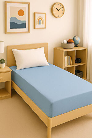2 Adet Düz Pamuklu Tek Kişilik 120 x 200 x 30 cm Lastikli Penye Çarşaf