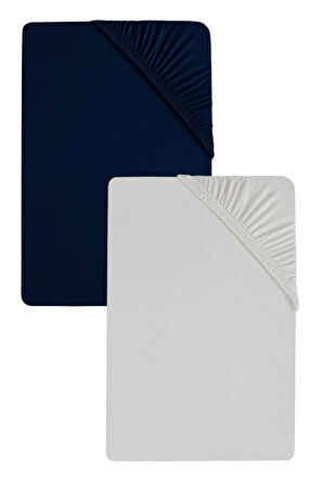 2 Adet Düz Pamuklu Tek Kişilik 120 x 200 x 30 cm Lastikli Penye Çarşaf