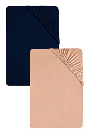 2 Adet Düz Pamuklu Tek Kişilik 120 x 200 x 30 cm Lastikli Penye Çarşaf