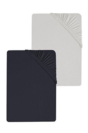 2 Adet Battal Boy Düz Pamuklu Çift Kişilik 200 x 200 cm Lastikli Penye Çarşaf