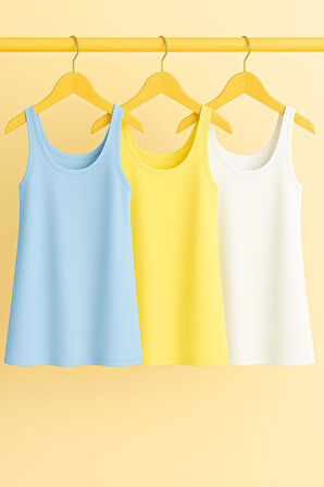 3 Adet A Kesim Rahat Kalıp Basic Kalın Askılı Atlet Tişört