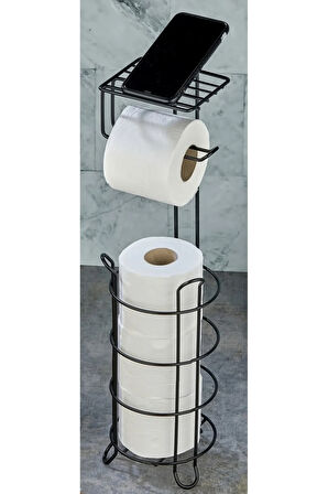 TELEFON RAFLI YEDEKLİ WC KAĞITLIK-SİYAH