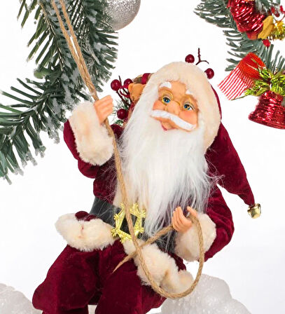 Yılbaşı Süsü Noel Baba Biblo Figür Büyük Boy 45cm - Asma ipi ile 78 cm