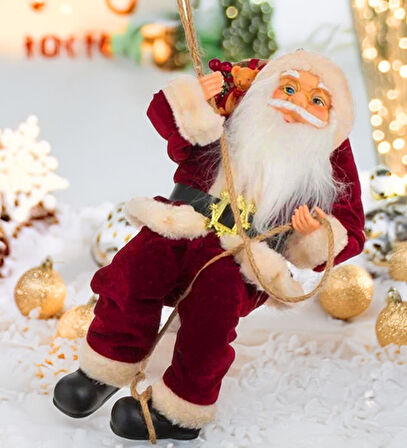 Yılbaşı Süsü Noel Baba Biblo Figür Büyük Boy 45cm - Asma ipi ile 78 cm