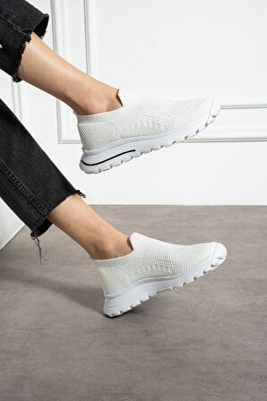 Beyaz Triko Günlük Kadın Sneaker