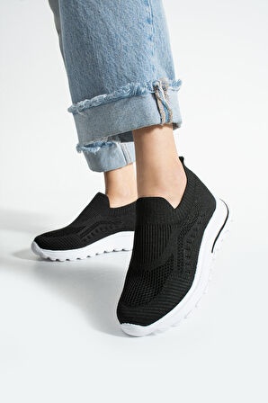 Siyah Triko (Beyaz Taban) Günlük Kadın Sneaker