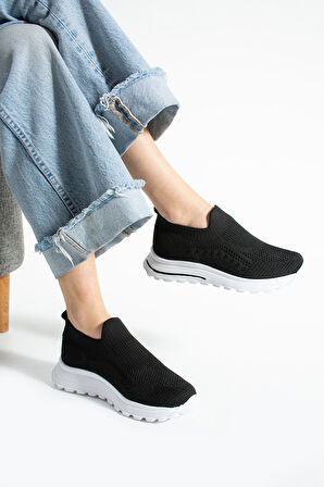 Siyah Triko (Beyaz Taban) Günlük Kadın Sneaker