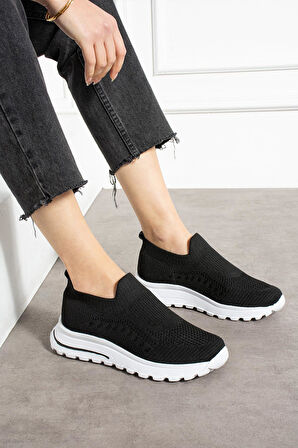 Siyah Triko (Beyaz Taban) Günlük Kadın Sneaker