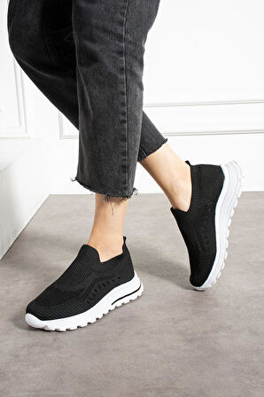 Siyah Triko (Beyaz Taban) Günlük Kadın Sneaker