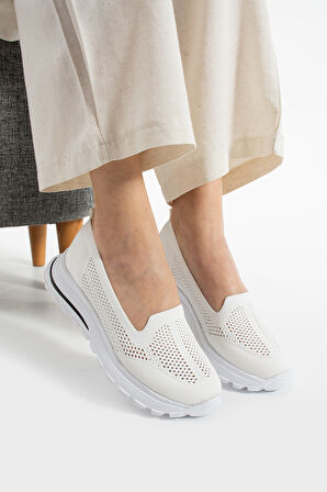 Babet Beyaz Triko Günlük Kadın Sneaker