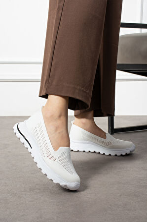 Babet Beyaz Triko Günlük Kadın Sneaker