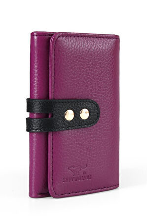 SEPTWOLVES Paris Hakiki Deri Gold Detaylı Kadın Kartlık ve Cüzdan 