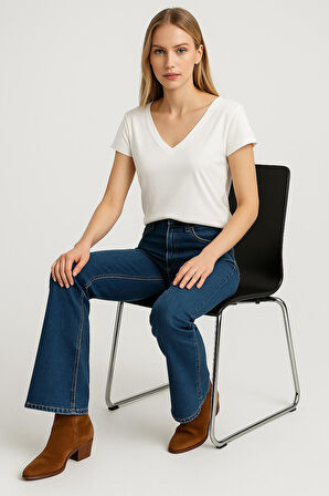 2 Adet Ön ve Arka V Yaka Basic Pamuklu Tişört