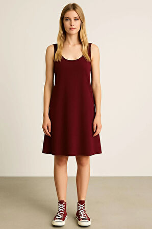 A Kesim Pamuklu Kalın Askılı Atlet Elbise