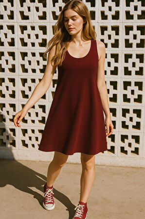 A Kesim Pamuklu Kalın Askılı Atlet Elbise