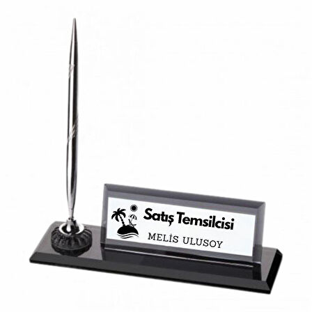 Kurumsal Firmalara Özel Logolu Masa Üstü İsimlik | Kalemli Kristal Tasarım