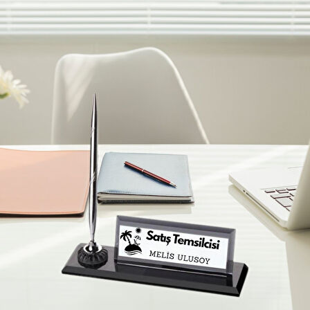 Kurumsal Firmalara Özel Logolu Masa Üstü İsimlik | Kalemli Kristal Tasarım