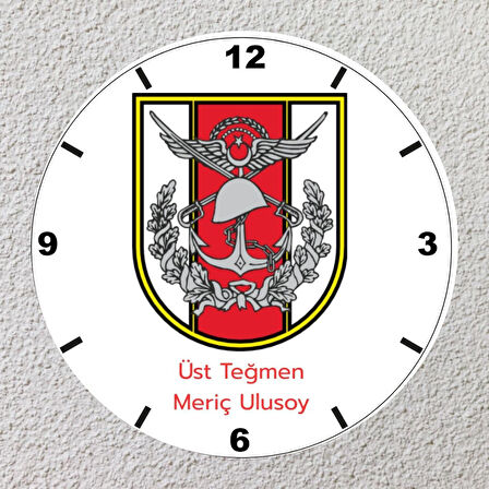 Türk Silahlı Kuvvetleri Logolu Kişiye Özel Cam Saat | 20x20 Duvar Saati