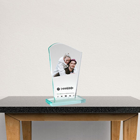 Kişiye Özel Fotoğraflı ve Spotify Tasarımlı Kristal Plaket
