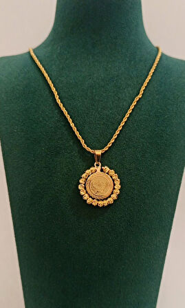 Monalisa Home Gold Renk Figürlü Altın Görünüm Kolye