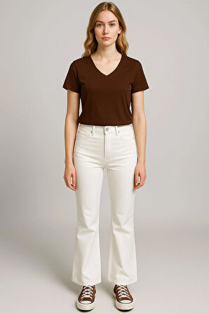 3 Adet Ön ve Arka V Yaka Basic Pamuklu Tişört