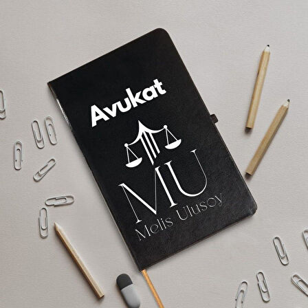 Avukatlara Özel İsim Yazılı Tasarımlı Defter