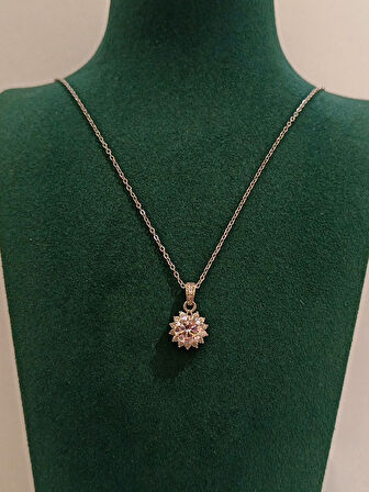 Monalisa Home Gümüş Renk Lüks Parlak Taş Gösterişli Kolye