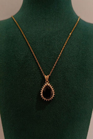 Monalisa Home Lüks Gold  Renk Siyah Taş Figürlü Gösterişli  Kolye