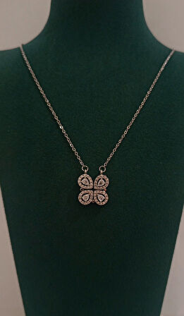 Monalisa Home Lüks Gümüş Renk Çiçek Figürlü Gösterişli  Kolye