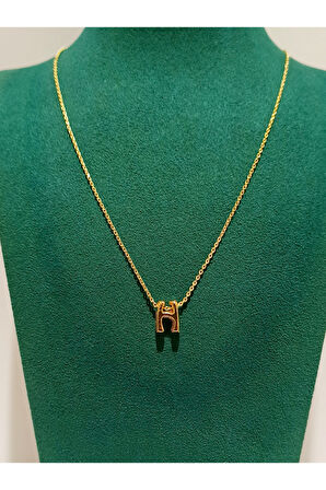 Monalisa Home Gold Renk Lüks Figürlü Gösterişli Harf  Kolye