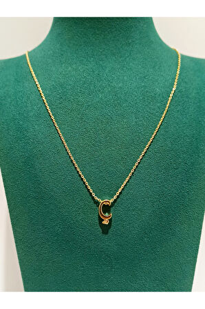 Monalisa Home Gold Renk Lüks Figürlü Gösterişli Harf  Kolye