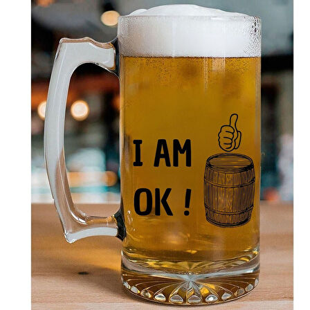 I Am Ok! Tasarımlı Arjantin Bira Bardağı Kulplu Bardak  334813