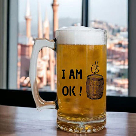 I Am Ok! Tasarımlı Arjantin Bira Bardağı Kulplu Bardak  334813