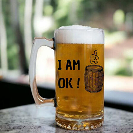 I Am Ok! Tasarımlı Arjantin Bira Bardağı Kulplu Bardak  334813