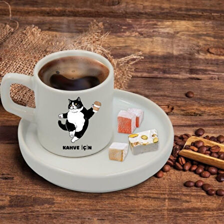 Bir Mola Kahve molası ver Tasarımlı Türk Kahve Fincanı ve Altı