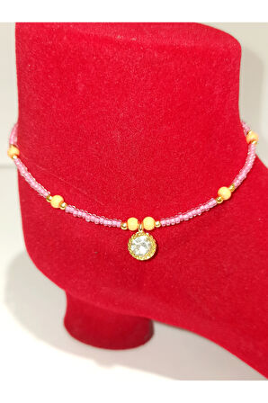 Monalisa Hom Lüks Gösterişli Kararmaz El Yapımı Boncuklu  Renkli Halhal