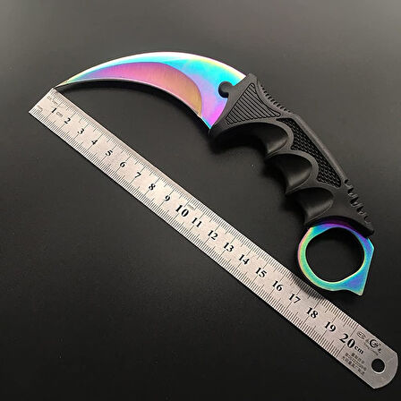 Kişiye Özel Klılflı CsGO Gökkuşağı Karambit Kamp Outdoor Bıçak 22 CM