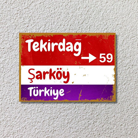 Kişiye Özel Retro Sokak Tabelası  Ahşap Poster
