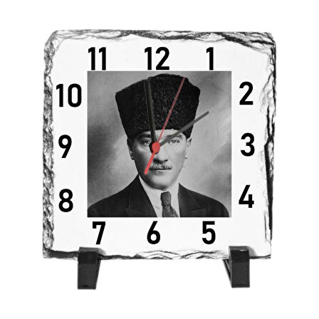 Atatürk Temalı Masa Üstü Taş Saat 20 x 20 cm