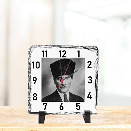 Atatürk Temalı Masa Üstü Taş Saat 20 x 20 cm