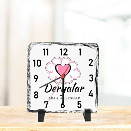 Firmalara Özel Logolu  Masa Üstü Taş Saat 20 x 20 cm