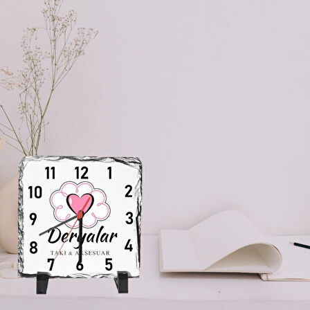 Firmalara Özel Logolu  Masa Üstü Taş Saat 20 x 20 cm