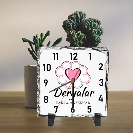 Firmalara Özel Logolu  Masa Üstü Taş Saat 20 x 20 cm